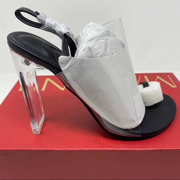 NEW MACKIN J Lucite Clear Chunky High Heel Sandals - Picture 3 of 10